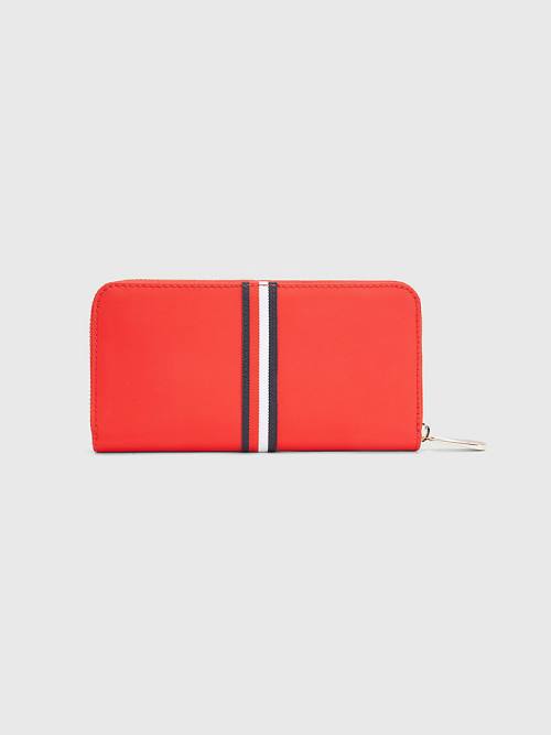 Red Tommy Hilfiger Large Zip-Around Signature Women's Wallets | TH083COQ