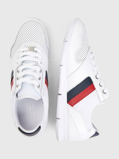 Red Tommy Hilfiger Lightweight Perforated Leather Women's Sneakers | TH457TBM