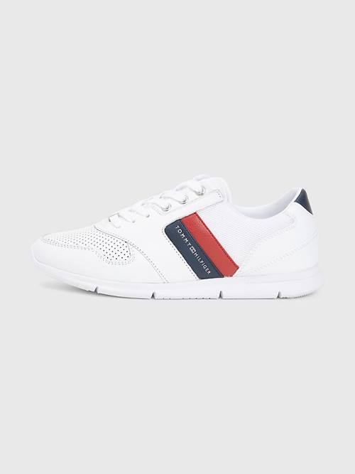 Red Tommy Hilfiger Lightweight Perforated Leather Women's Sneakers | TH457TBM