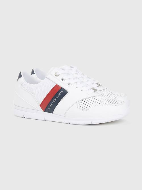 Red Tommy Hilfiger Lightweight Perforated Leather Women\'s Sneakers | TH457TBM