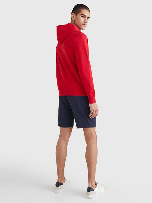 Red Tommy Hilfiger Logo Embroidery Men's Hoodie | TH906VDC