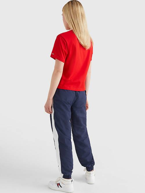 Red Tommy Hilfiger Logo Embroidery Organic Cotton Women's T Shirts | TH192IVQ