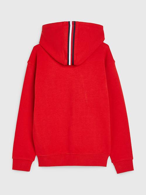 Red Tommy Hilfiger Logo Embroidery Zip-Thru Girls' Hoodie | TH287XDH