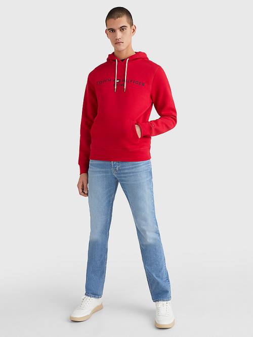 Red Tommy Hilfiger Logo Men's Hoodie | TH768EAB