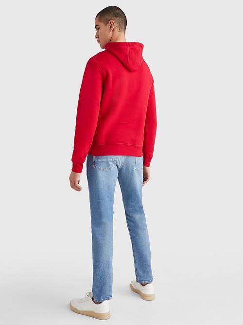 Red Tommy Hilfiger Logo Men's Hoodie | TH768EAB