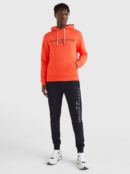 Red Tommy Hilfiger Logo Men's Hoodie | TH962FOB