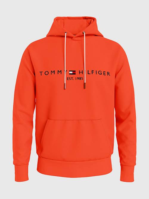 Red Tommy Hilfiger Logo Men's Hoodie | TH962FOB