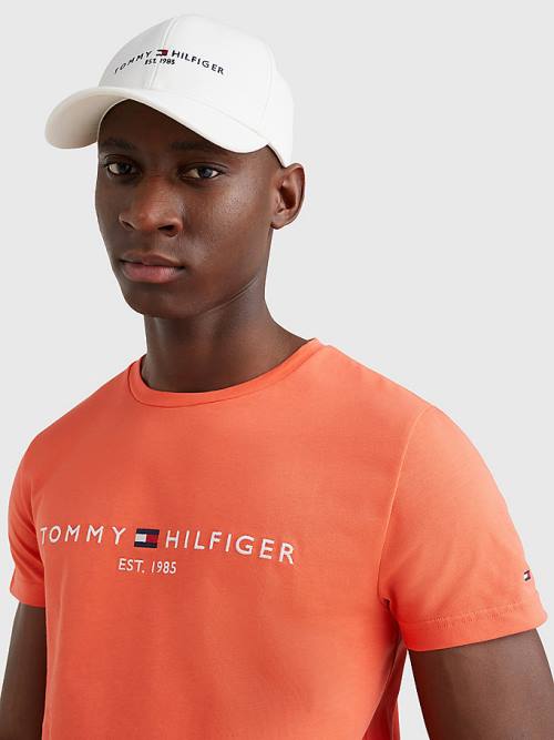 Red Tommy Hilfiger Logo Men's T Shirts | TH371MOT