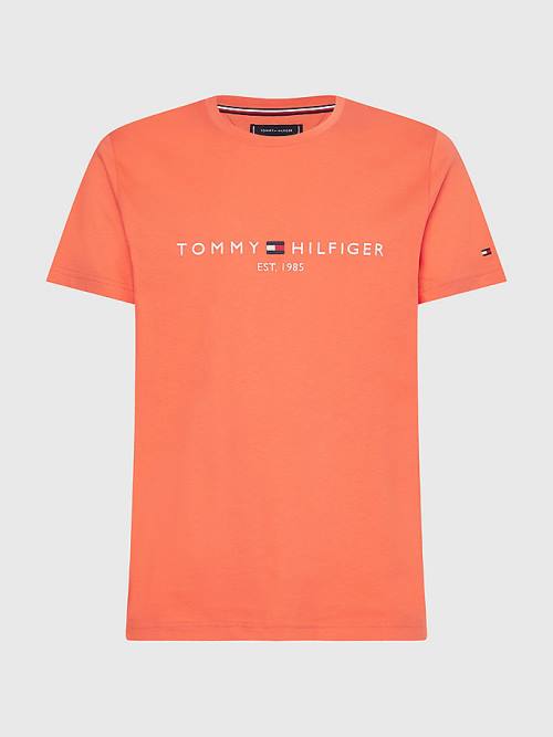 Red Tommy Hilfiger Logo Men's T Shirts | TH371MOT