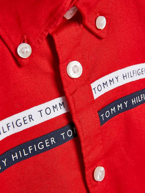 Red Tommy Hilfiger Logo Tape Oxford Boys' Shirts | TH608SEJ