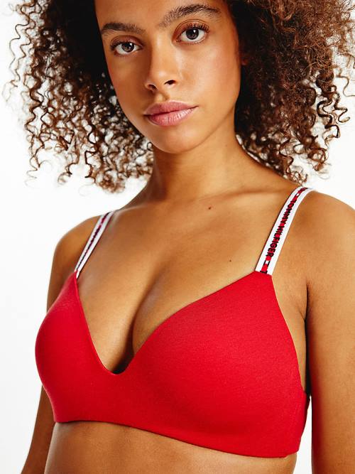 Red Tommy Hilfiger Logo Tape Triangle Bra Women's Underwear | TH109GEJ