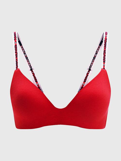 Red Tommy Hilfiger Logo Tape Triangle Bra Women's Underwear | TH109GEJ