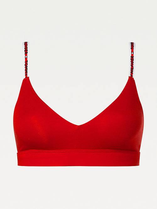 Red Tommy Hilfiger Logo Tape Triangle Bralette Women's Underwear | TH253LZS