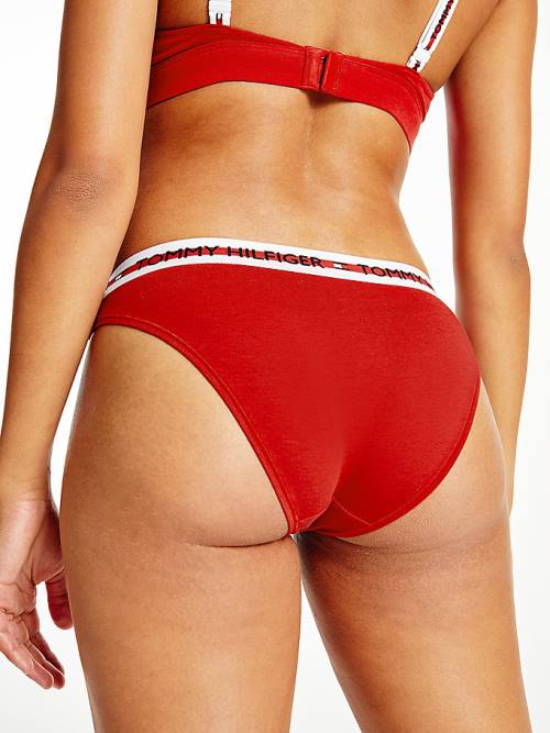 Red Tommy Hilfiger Logo Tape Waistband Briefs Women's Underwear | TH038MOC