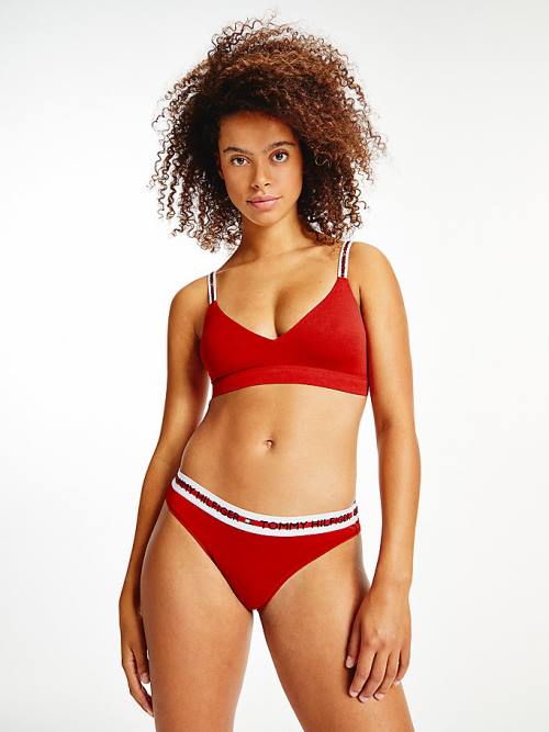 Red Tommy Hilfiger Logo Tape Waistband Briefs Women's Underwear | TH038MOC