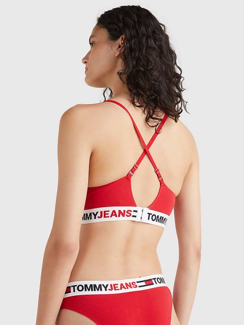 Red Tommy Hilfiger Logo Underband Lightly Lined Bralette Women's Underwear | TH760DSZ