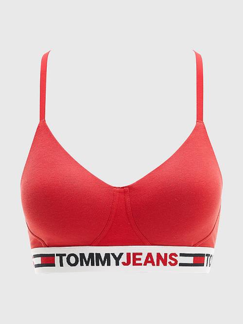 Red Tommy Hilfiger Logo Underband Lightly Lined Bralette Women's Underwear | TH760DSZ