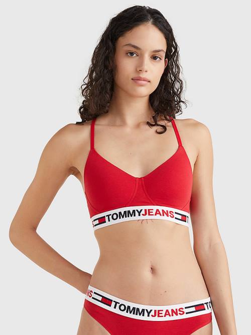 Red Tommy Hilfiger Logo Underband Lightly Lined Bralette Women\'s Underwear | TH760DSZ