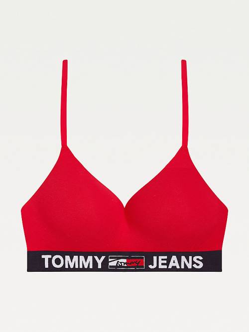 Red Tommy Hilfiger Logo Underband Padded Bralette Women's Underwear | TH937SMQ