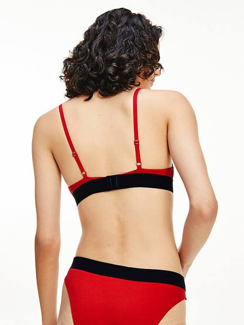 Red Tommy Hilfiger Logo Underband Unlined Triangle Bra Women's Underwear | TH759UPE