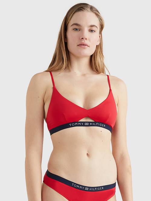 Red Tommy Hilfiger Logo Waistband Bikini Bralette Women\'s Swimwear | TH254OCL