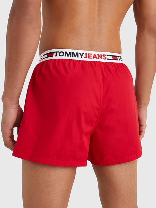 Red Tommy Hilfiger Logo Waistband Boxer Shorts Men's Underwear | TH536PAL