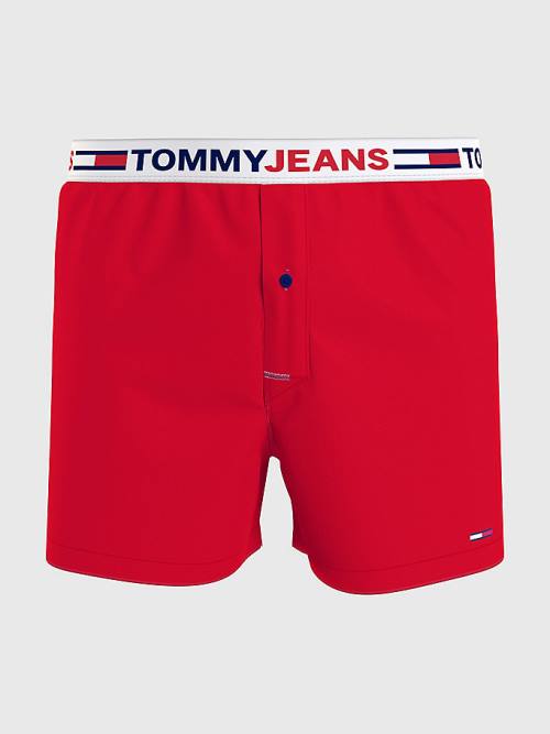 Red Tommy Hilfiger Logo Waistband Boxer Shorts Men's Underwear | TH536PAL