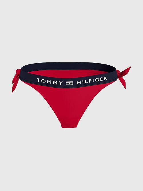 Red Tommy Hilfiger Logo Waistband Cheeky Fit Bikini Bottoms Women's Swimwear | TH596RLM