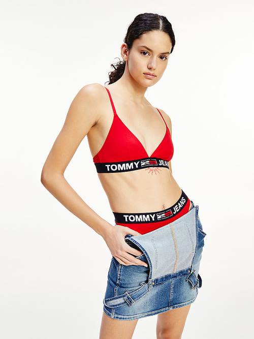 Red Tommy Hilfiger Logo Waistband Thong Women's Underwear | TH704KNC