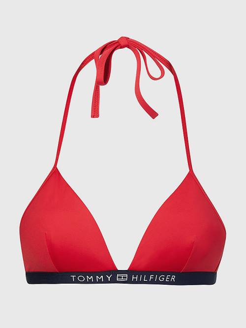 Red Tommy Hilfiger Logo Waistband Triangle Bikini Top Women's Swimwear | TH741BAN