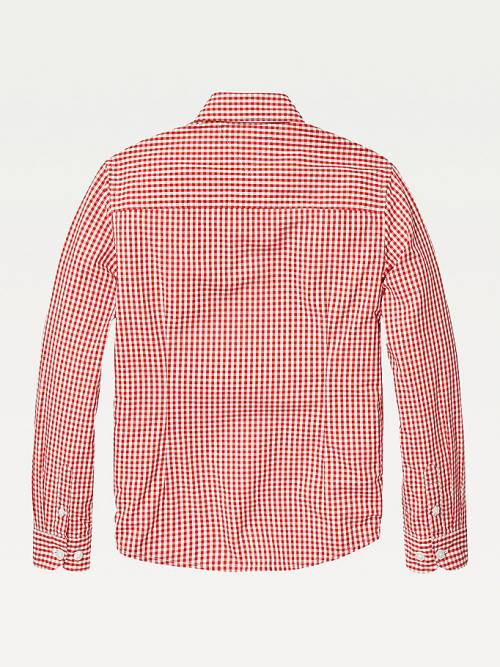 Red Tommy Hilfiger Long Sleeve Gingham Boys' Shirts | TH624ZJD