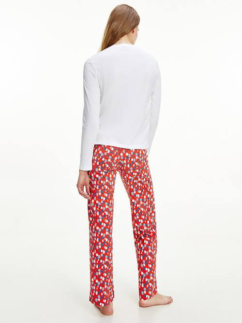 Red Tommy Hilfiger Long Sleeve Set Women's Pyjamas | TH271VKQ