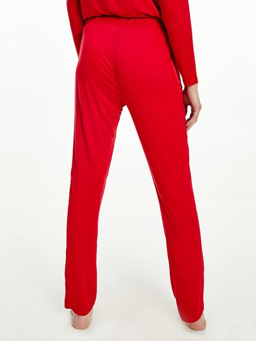 Red Tommy Hilfiger Lounge Contrast Stripe Stretch Trousers Women's Pyjamas | TH031XVL