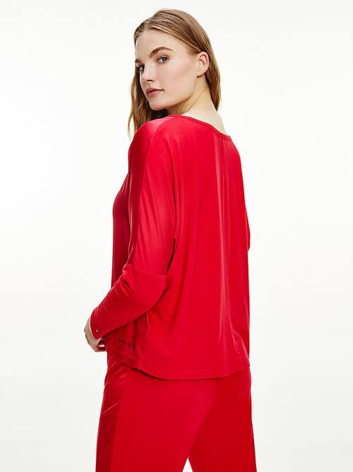 Red Tommy Hilfiger Lounge Long Sleeve Top Women's Pyjamas | TH183HQL