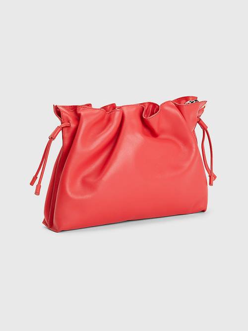 Red Tommy Hilfiger Luxe Leather Clutch Women's Bags | TH612EVB