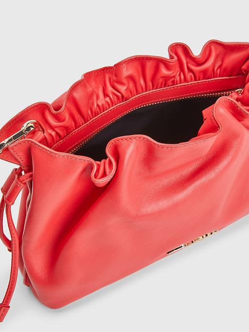 Red Tommy Hilfiger Luxe Leather Clutch Women's Bags | TH612EVB