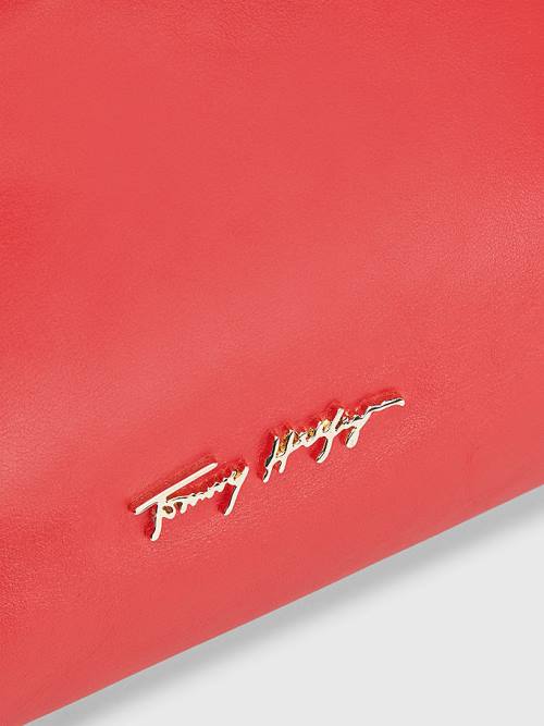 Red Tommy Hilfiger Luxe Leather Clutch Women's Bags | TH612EVB