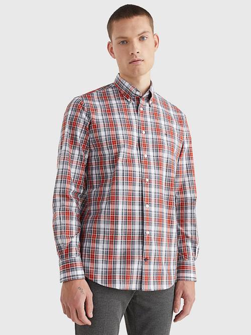 Red Tommy Hilfiger Madras Check Regular Fit Men's Shirts | TH578MVQ