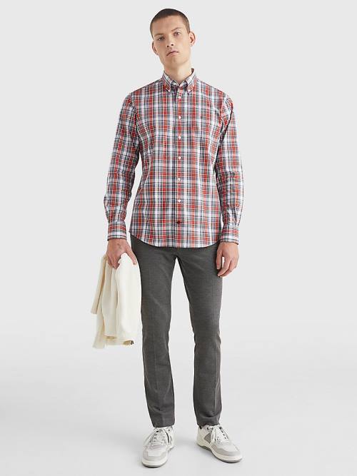 Red Tommy Hilfiger Madras Check Regular Fit Men's Shirts | TH578MVQ