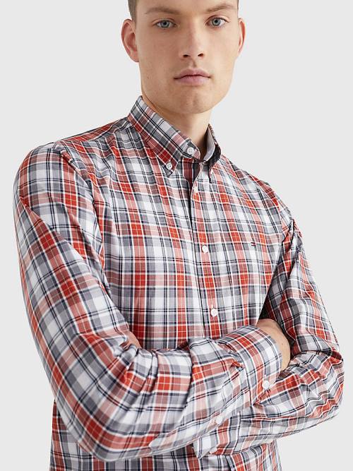 Red Tommy Hilfiger Madras Check Regular Fit Men's Shirts | TH578MVQ