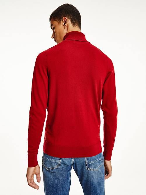 Red Tommy Hilfiger Merino Wool Roll Neck Jumper Men's Sweaters | TH042OQA