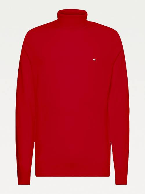 Red Tommy Hilfiger Merino Wool Roll Neck Jumper Men's Sweaters | TH042OQA