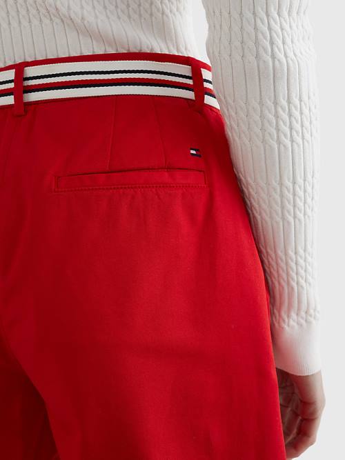 Red Tommy Hilfiger Mid Rise Chino Women's Shorts | TH045FYH