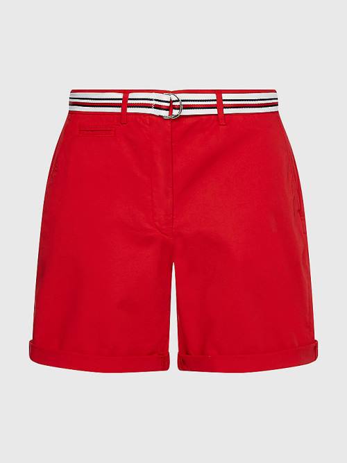 Red Tommy Hilfiger Mid Rise Chino Women's Shorts | TH045FYH