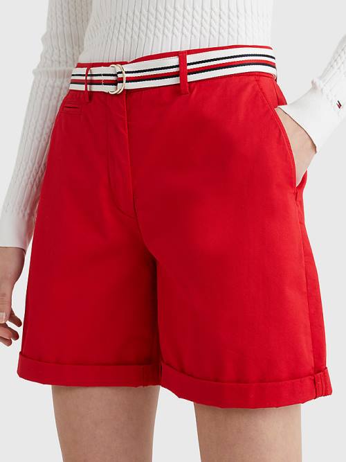 Red Tommy Hilfiger Mid Rise Chino Women\'s Shorts | TH045FYH