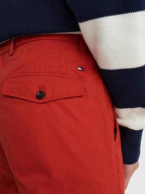 Red Tommy Hilfiger Modern Relaxed Fit Poplin Chinos Men's Pants | TH709QNB