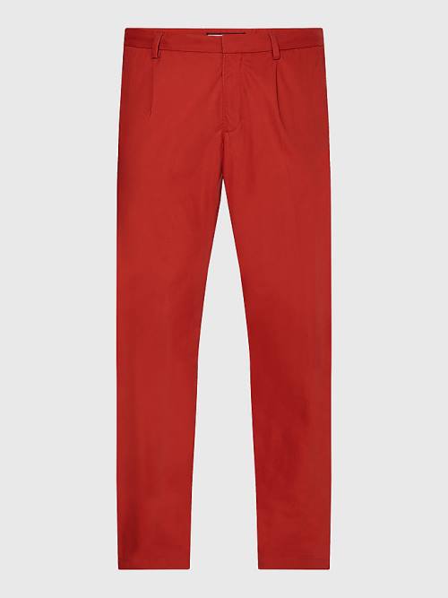 Red Tommy Hilfiger Modern Relaxed Fit Poplin Chinos Men's Pants | TH709QNB