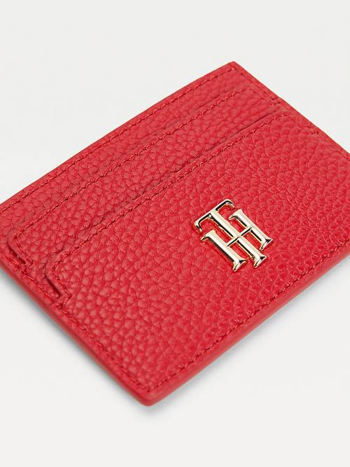 Red Tommy Hilfiger Monogram Card Holder Women's Wallets | TH189TXI