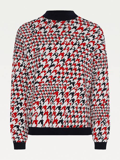 Red Tommy Hilfiger Monogram Regular Fit Mock Turtleneck Jumper Women's Sweaters | TH503ALC