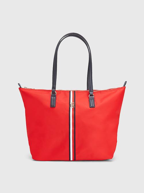 Red Tommy Hilfiger Nylon Signature Tote Women\'s Bags | TH812WMV